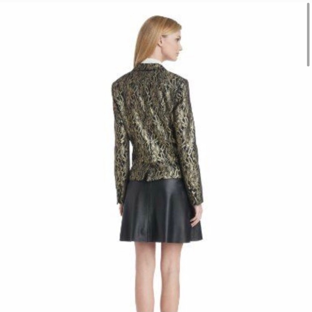 gold on black lace blazer by seven jeans
